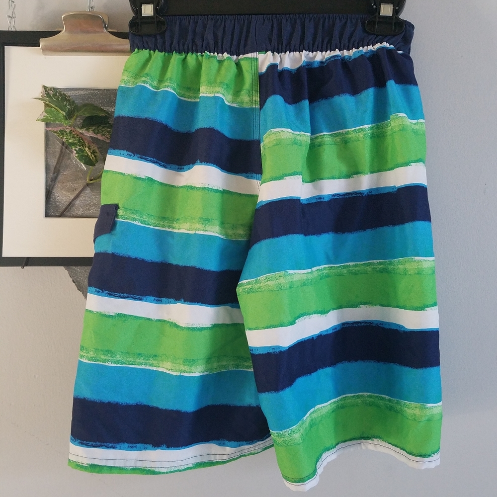 Adidas Boy's Striped Beach‎ Swim Trunks Board Shorts M - Picture 2 of 5